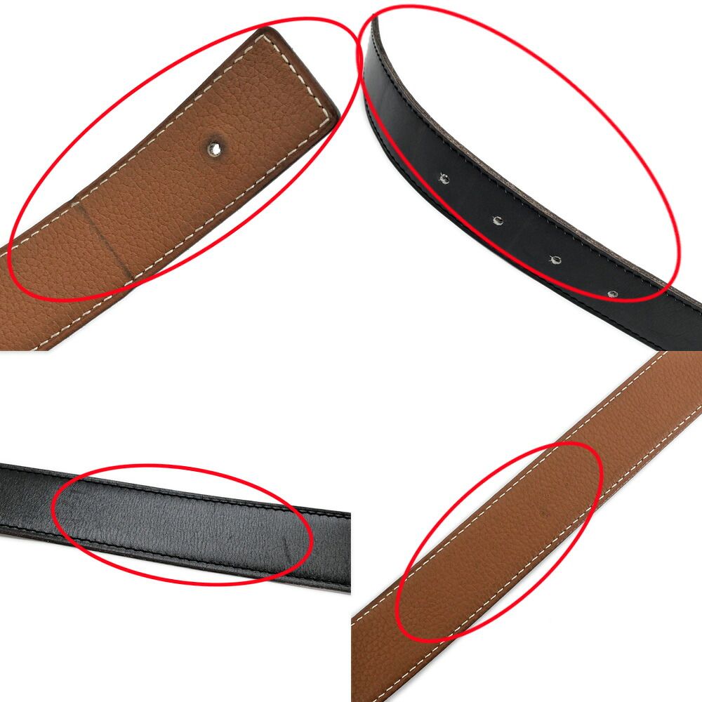 Hermes Belt Buckle Constance & Leather 85 H Silver Satin Black Gold — view 7
