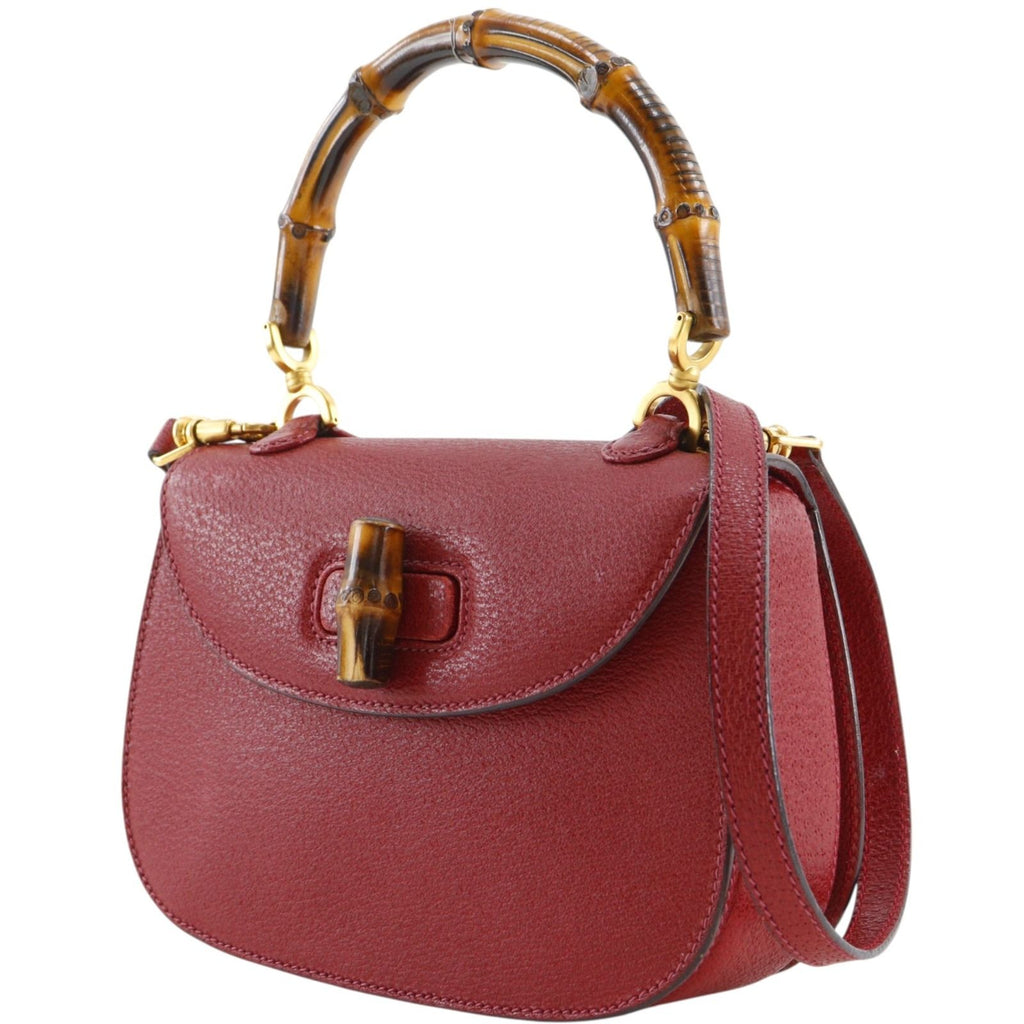 Gucci Bamboo 2-Way Shoulder 000 Leather Red Handbag — view 2