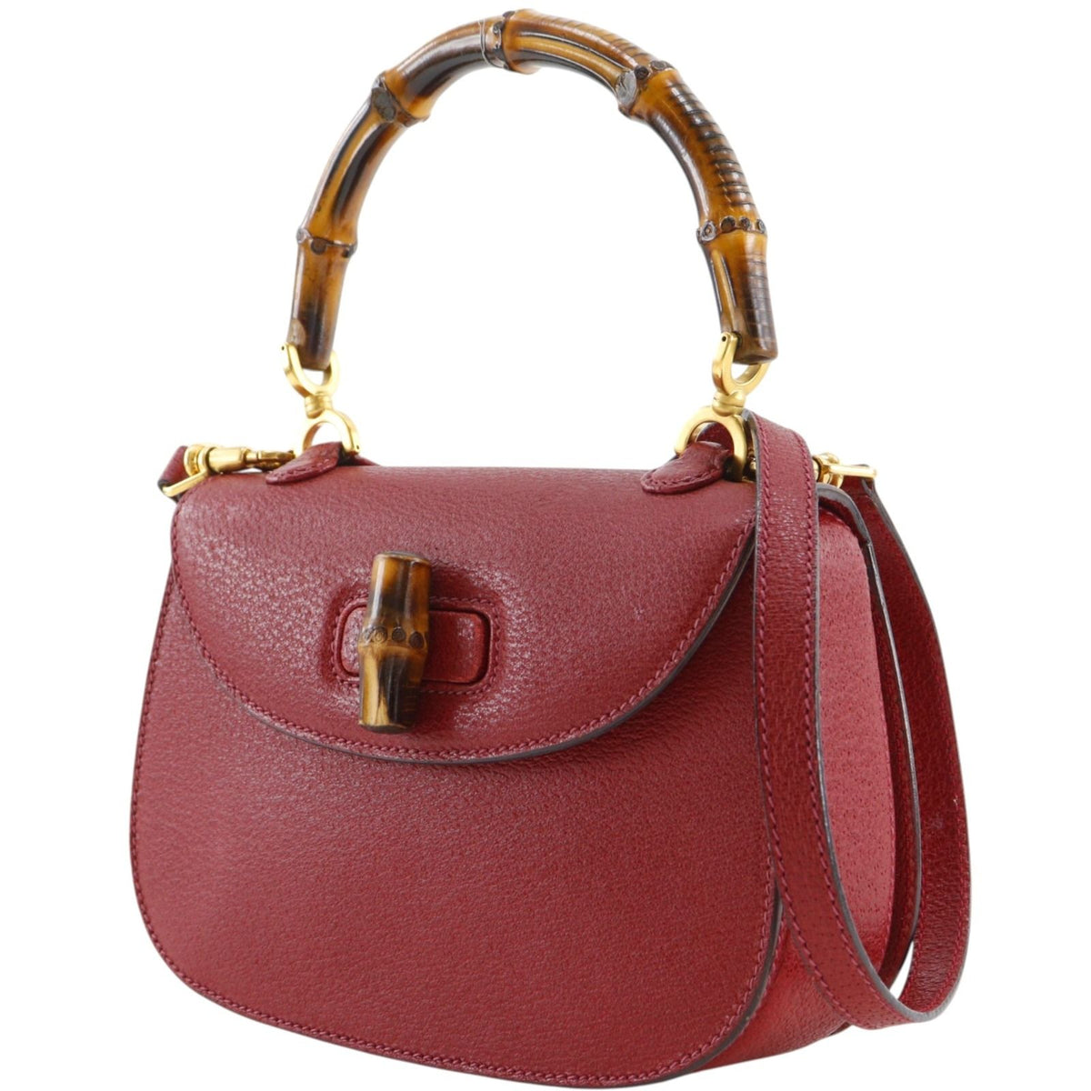 Gucci Bamboo 2-Way Shoulder 000 Leather Red Handbag — view 2