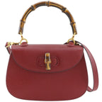 Gucci Bamboo 2-Way Shoulder 000 Leather Red Handbag