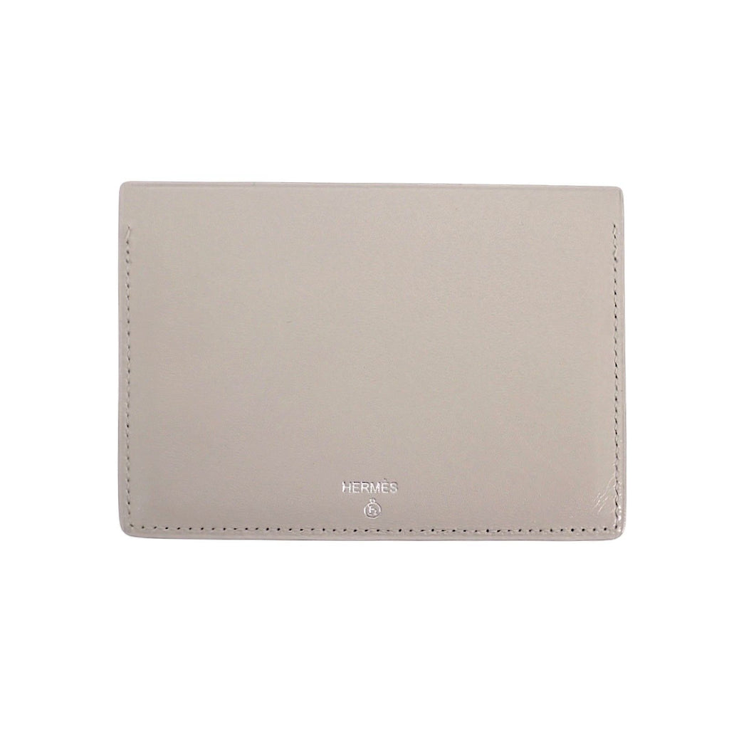 Hermes Petit H Card Case Genus Leather Gray Brown Beige — view 8