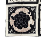 Chanel Scarf CC Logo Camellia Square Silk Black White — view 5