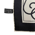Chanel Scarf CC Logo Camellia Square Silk Black White — view 8