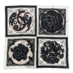 Chanel Scarf CC Logo Camellia Square Silk Black White