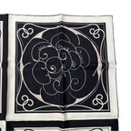 Chanel Scarf CC Logo Camellia Square Silk Black White — view 4