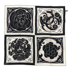 Chanel Scarf CC Logo Camellia Square Silk Black White — view 2