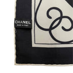 Chanel Scarf CC Logo Camellia Square Silk Black White — view 7