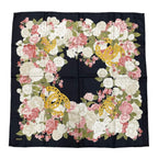 Chanel Scarf Large Camellia CC Logo CC Mark Rose Flower Silk Black — view 2