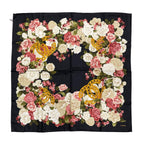 Chanel Scarf Large Camellia CC Logo CC Mark Rose Flower Silk Black
