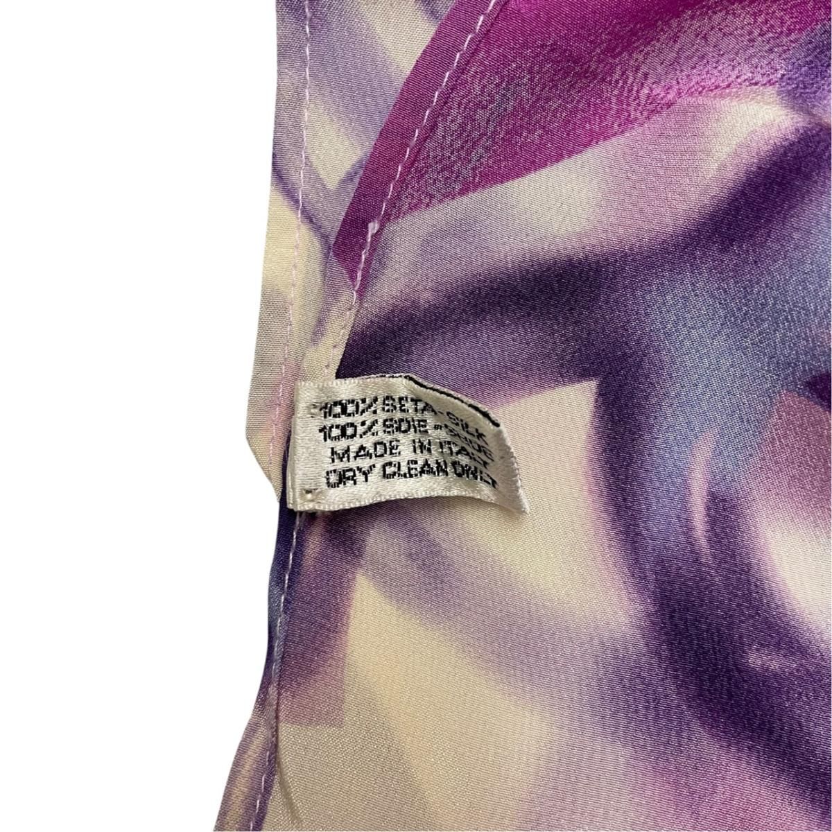 Chanel Slim Scarf Bandeau Purple White Silk CC Logo — view 5