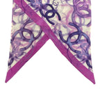 Chanel Slim Scarf Bandeau Purple White Silk CC Logo — view 4