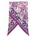 Chanel Slim Scarf Bandeau Purple White Silk CC Logo