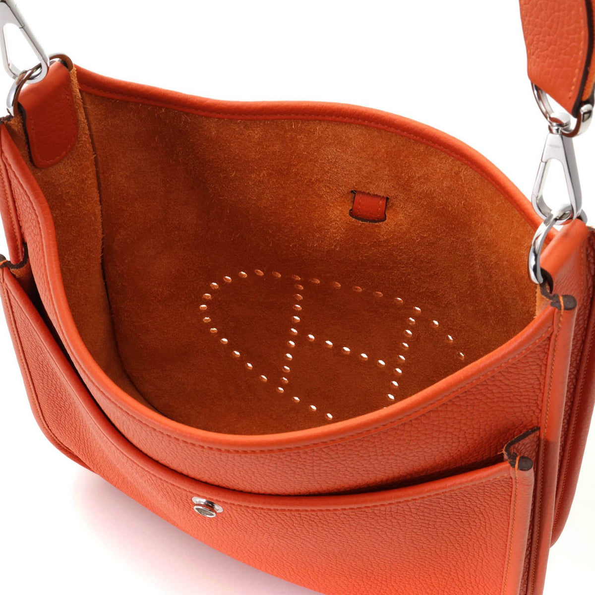 Hermes Evelyne Shoulder Bag Taurillon Clemence Orange Silver — view 6