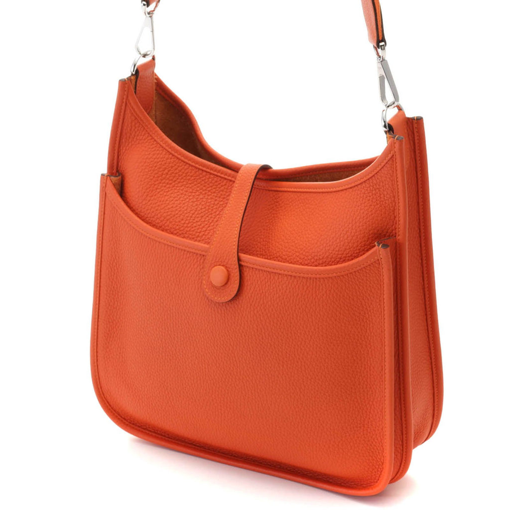 Hermes Evelyne Shoulder Bag Taurillon Clemence Orange Silver — view 2