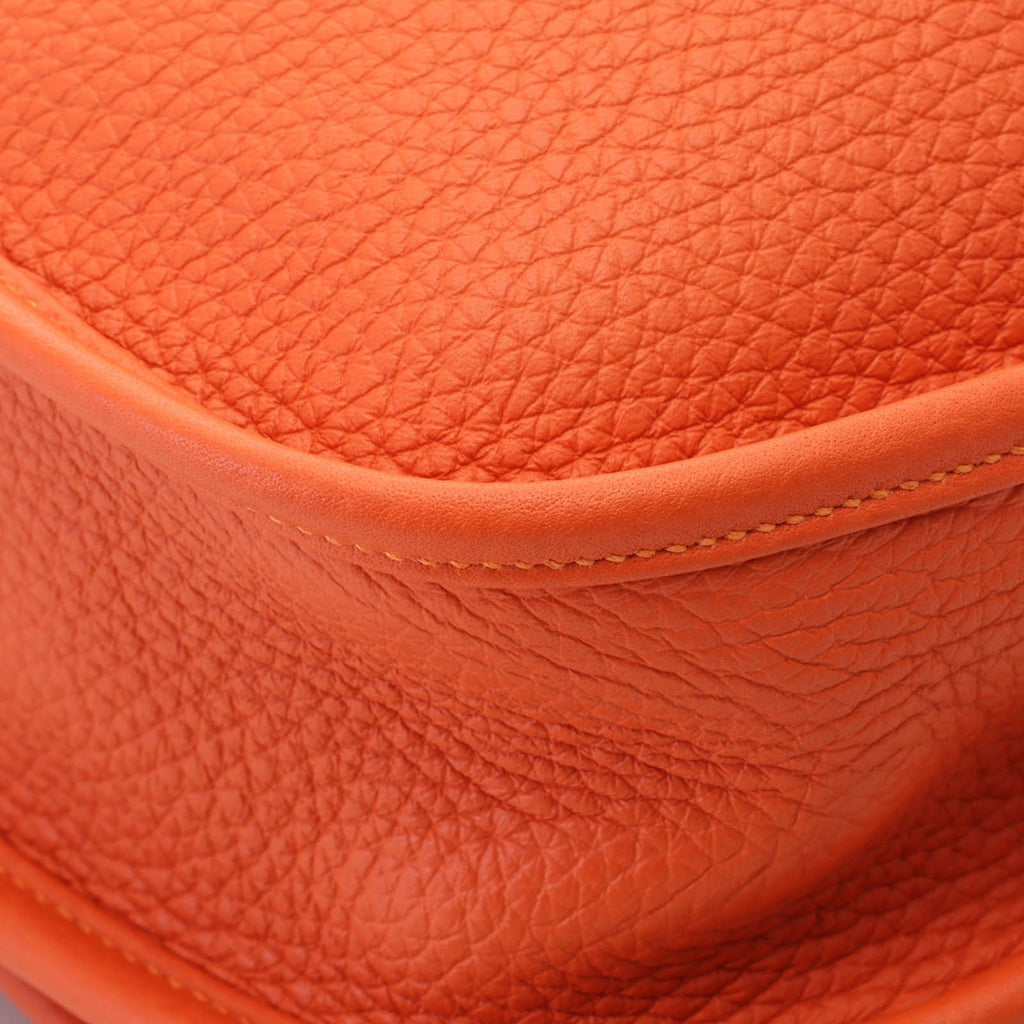 Hermes Evelyne Shoulder Bag Taurillon Clemence Orange Silver — view 5