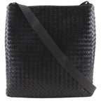 Bottega Veneta Messenger Bag Intrecciato Leather Black