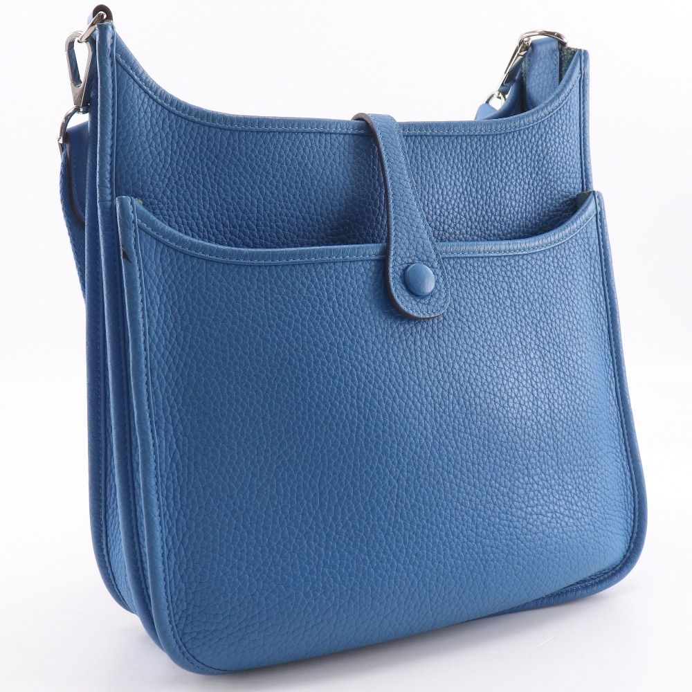 Hermes Evelyne 3 GM Taurillon Clemence Blue Dogalis Shoulder Bag — view 3