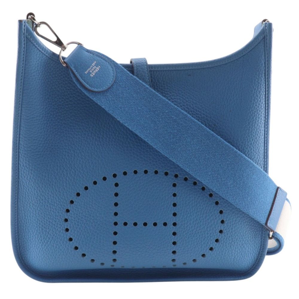 Hermes Evelyne 3 GM Taurillon Clemence Blue Dogalis Shoulder Bag