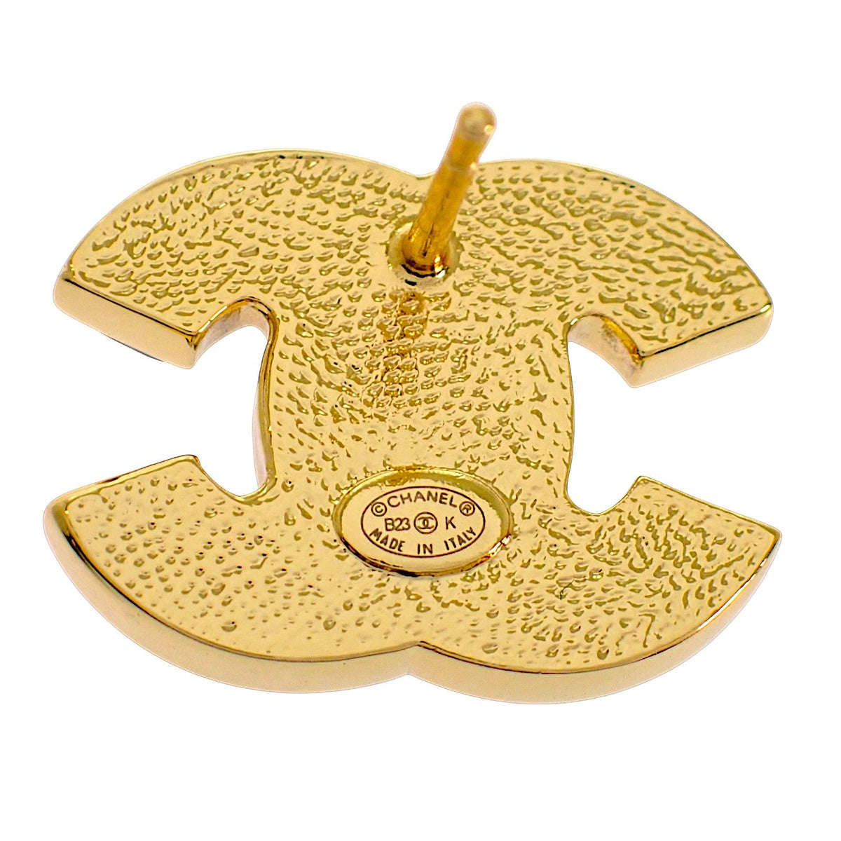 Chanel CC Logo Earrings Metal Black Gold — view 8