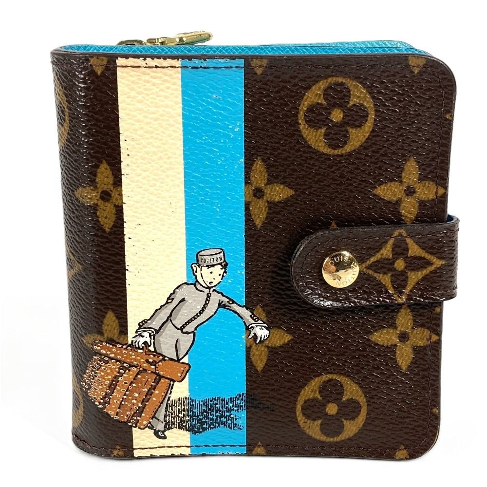 Louis Vuitton Bifold Wallet Compact Zip Monogram Groom Canvas Brown