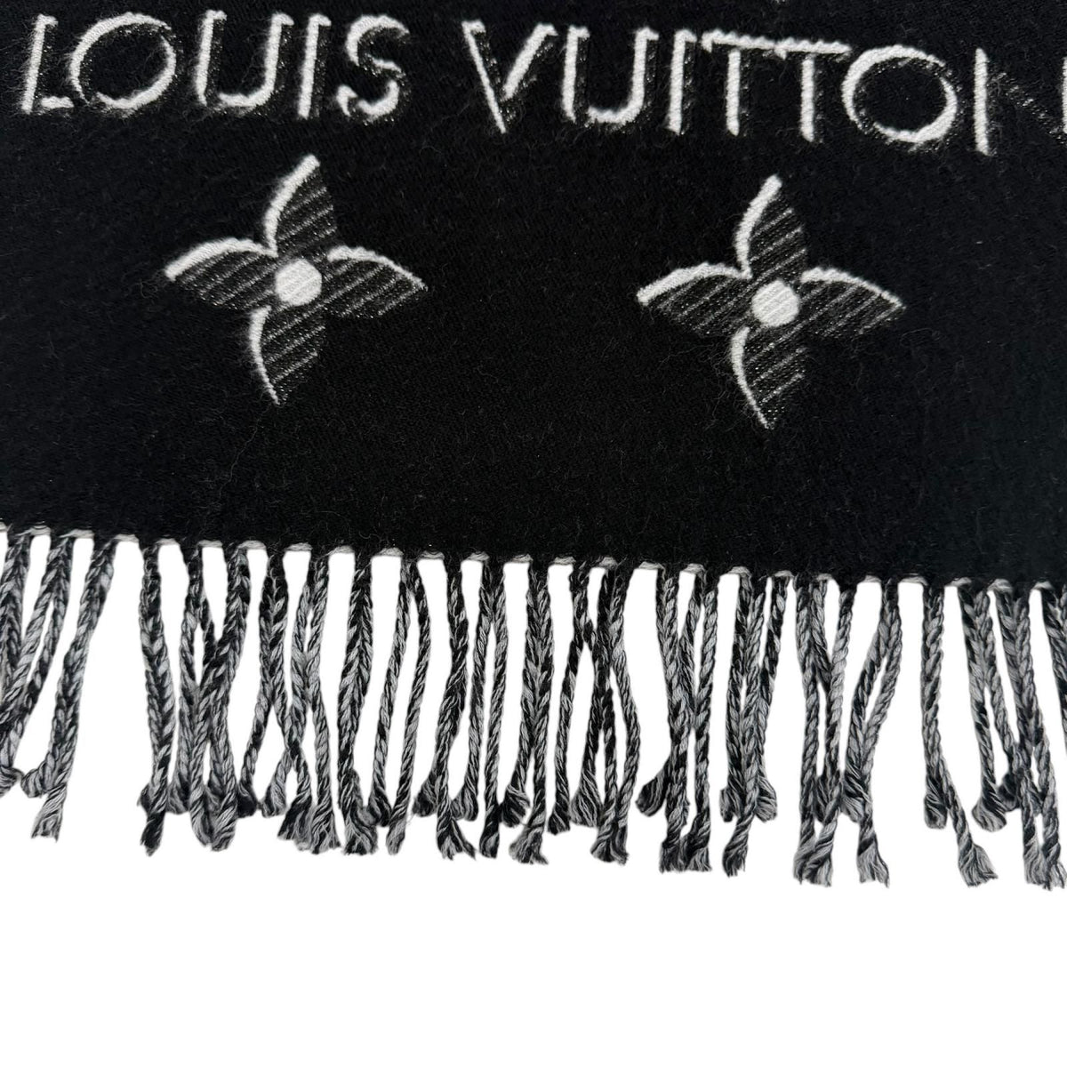 Louis Vuitton Echarpe LV Essential Shine Wool Silk Blend Scarf Black — view 5