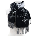 Louis Vuitton Echarpe LV Essential Shine Wool Silk Blend Scarf Black — view 2