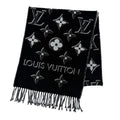 Louis Vuitton Echarpe LV Essential Shine Wool Silk Blend Scarf Black