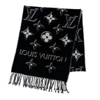 Louis Vuitton Echarpe LV Essential Shine Wool Silk Blend Scarf Black