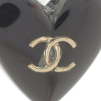 Chanel CC Logo Heart Pearl Earrings Black — view 4