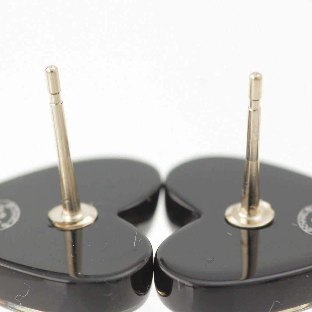 Chanel CC Logo Heart Pearl Earrings Black — view 8