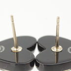 Chanel CC Logo Heart Pearl Earrings Black — view 8