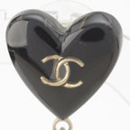 Chanel CC Logo Heart Pearl Earrings Black — view 3