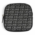 Celine Logo All Over Print Square Purse Leather Coin Black Silver
