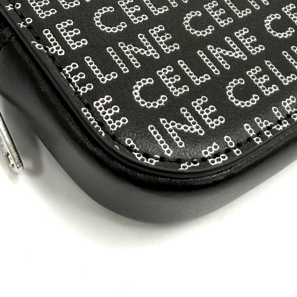Celine Logo All Over Print Square Purse Leather Coin Black Silver — view 6