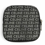 Celine Logo All Over Print Square Purse Leather Coin Black Silver — view 3