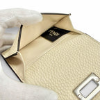 Fendi Selleria Leather Compact Wallet Trifold Ivory Silver — view 7