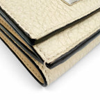 Fendi Selleria Leather Compact Wallet Trifold Ivory Silver — view 8