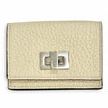 Fendi Selleria Leather Compact Wallet Trifold Ivory Silver