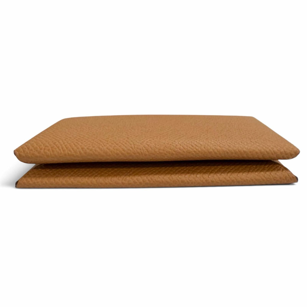 Hermes Calvi Veau Epsom Silver Card Case Brown — view 4