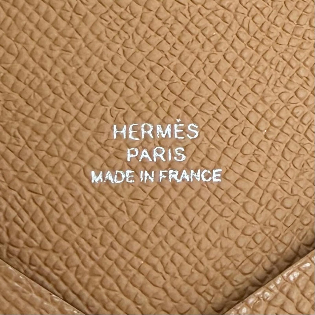Hermes Calvi Veau Epsom Silver Card Case Brown — view 7