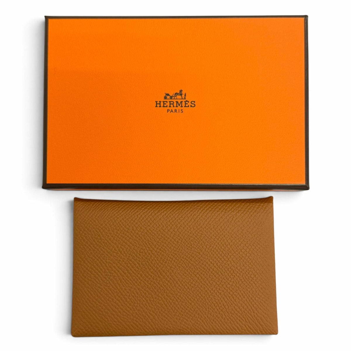 Hermes Calvi Veau Epsom Silver Card Case Brown — view 2