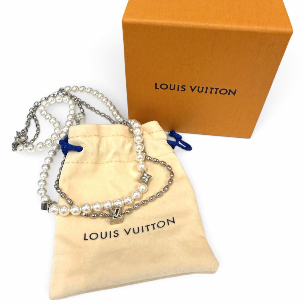 Louis Vuitton Necklace Pearl Fusion Silver White — view 2