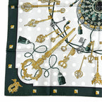 Hermes les Cles Silk 100% Vert Sapin Gray Perlee Vieille Carre 90 Double Face — view 6