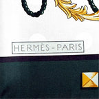 Hermes les Cles Silk 100% Vert Sapin Gray Perlee Vieille Carre 90 Double Face — view 8