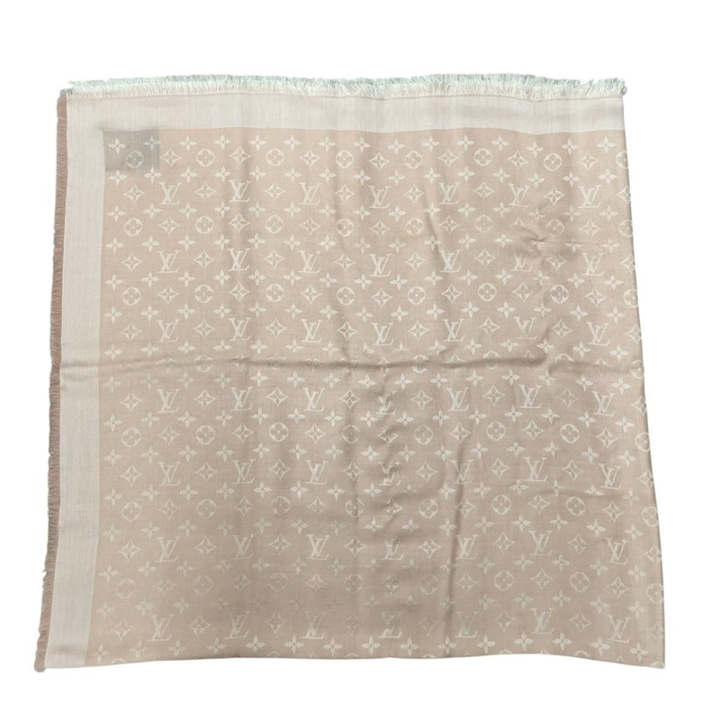 Louis Vuitton Scarf Shawl Monogram Denim Rose Pink Silk — view 5