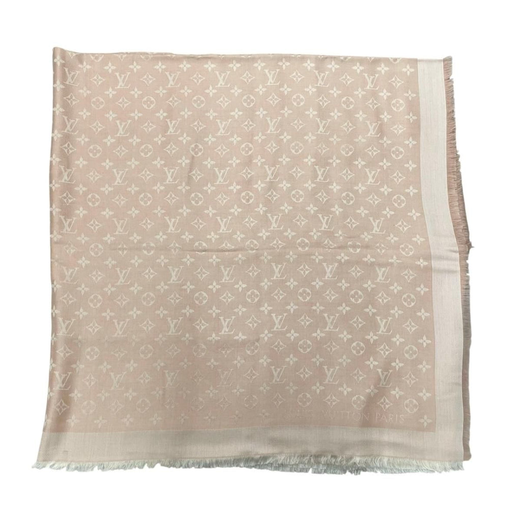 Louis Vuitton Scarf Shawl Monogram Denim Rose Pink Silk — view 4