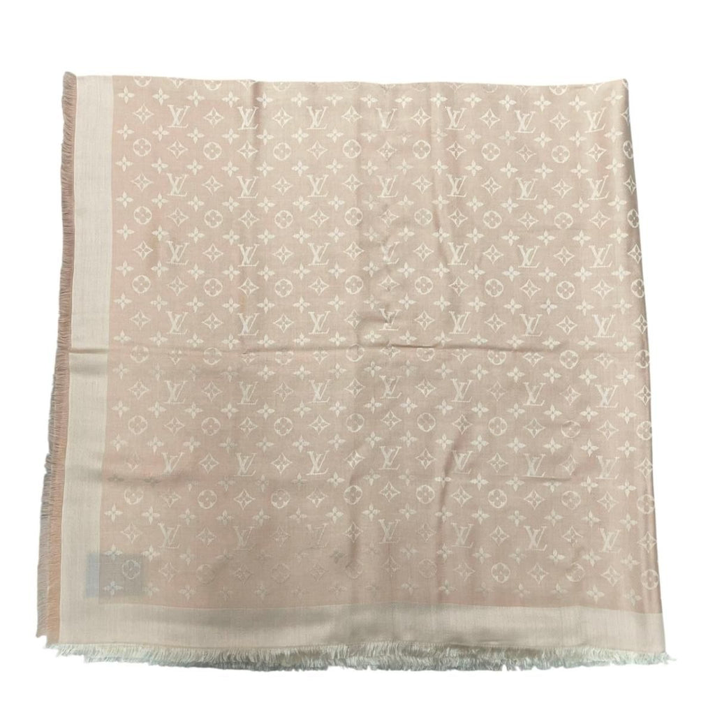 Louis Vuitton Scarf Shawl Monogram Denim Rose Pink Silk — view 3