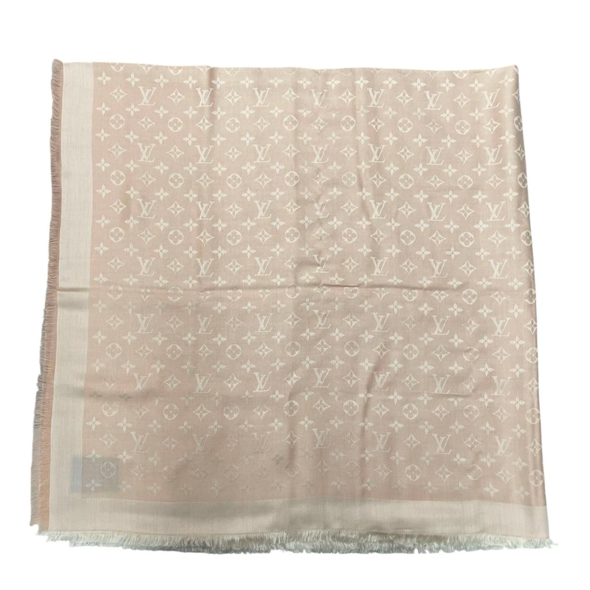Louis Vuitton Scarf Shawl Monogram Denim Rose Pink Silk — view 3