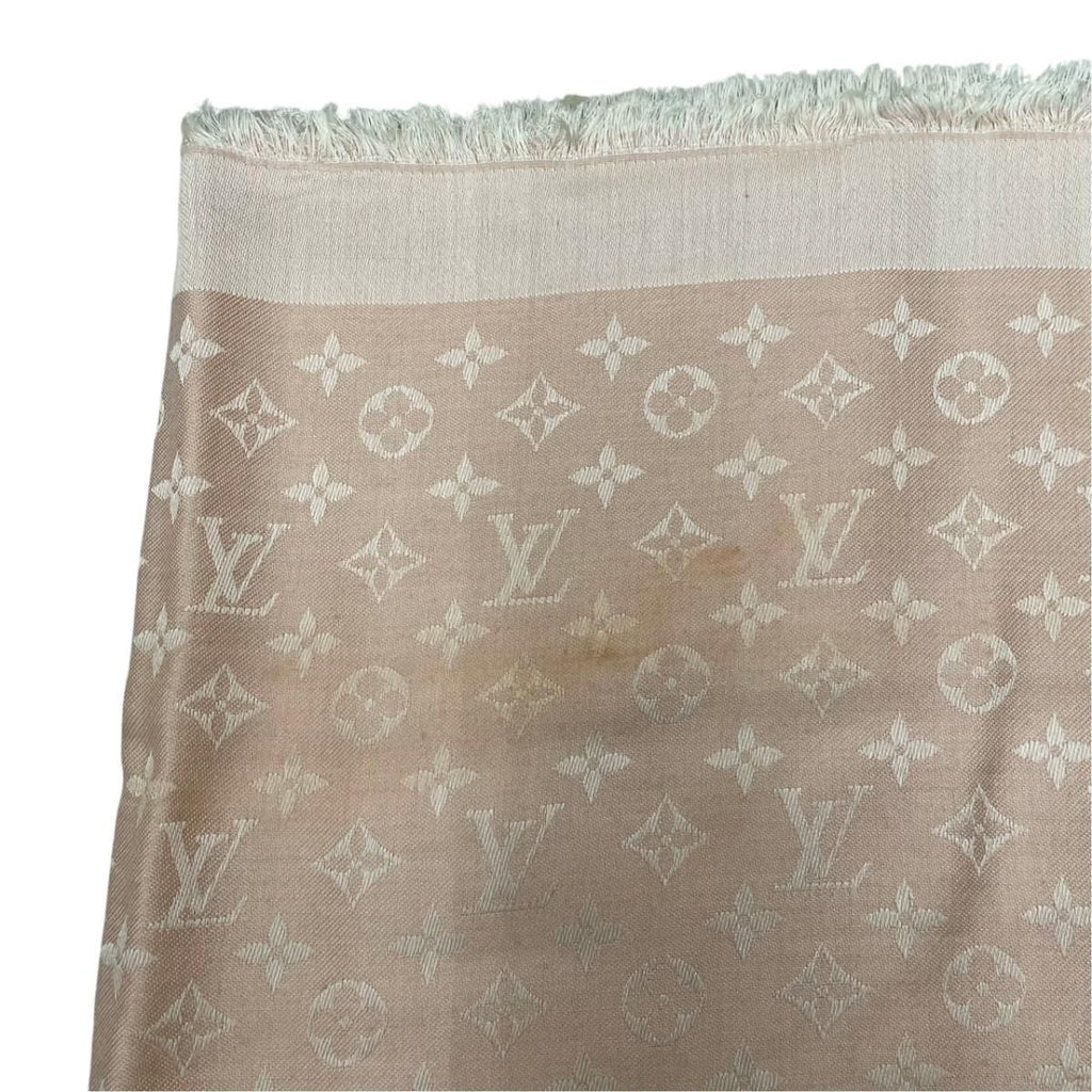 Louis Vuitton Scarf Shawl Monogram Denim Rose Pink Silk — view 8