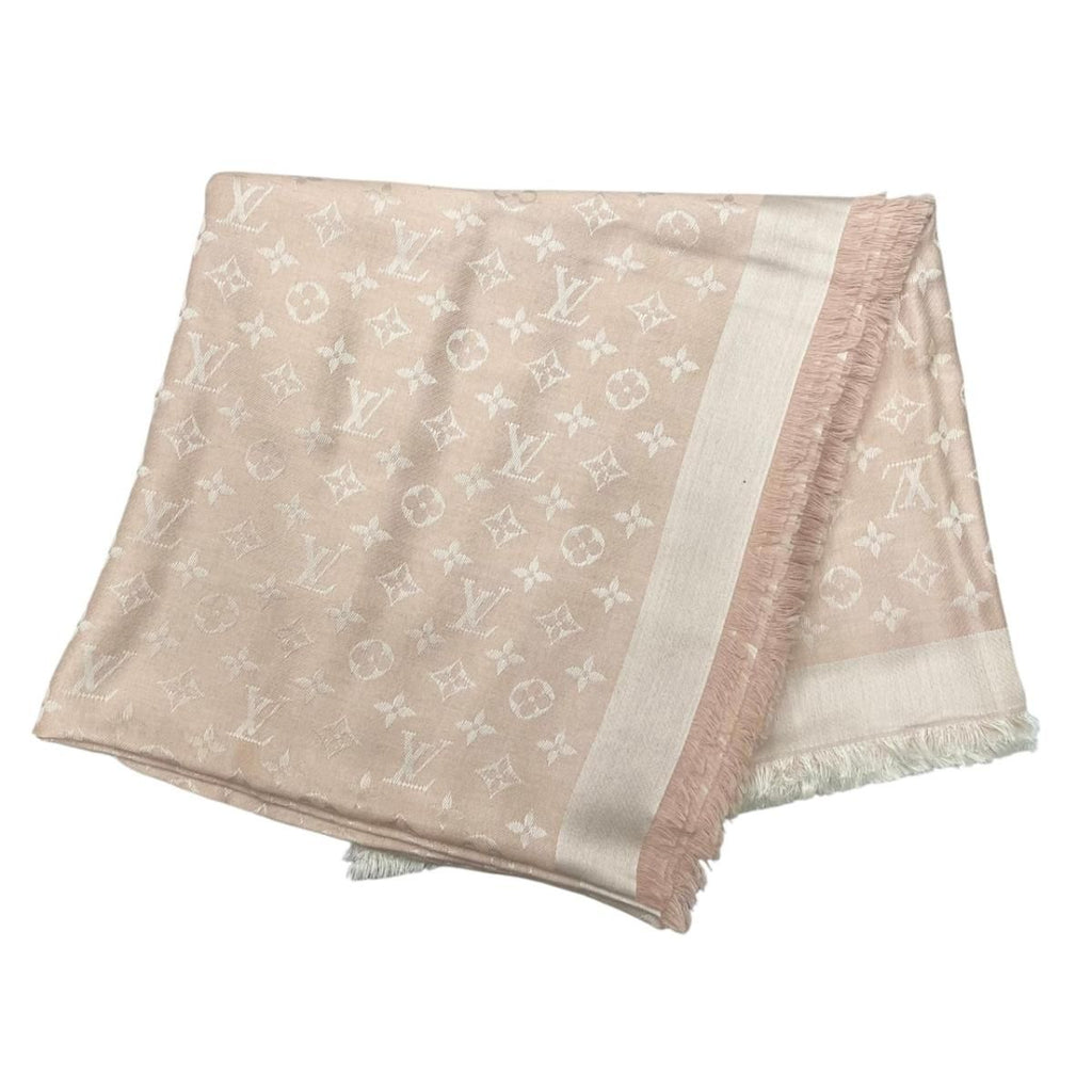 Louis Vuitton Scarf Shawl Monogram Denim Rose Pink Silk — view 2